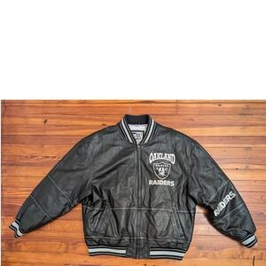 Oakland Raiders Carl Banks VTG Leather Bomber Jacket Mens XL